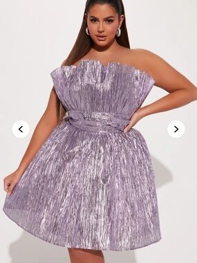 Fashion Nova Purple Metallic Strapless - Shine Bright On Me Mini Party Dress